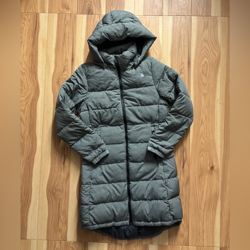 The North Face Gray Hooded Puffer Coat